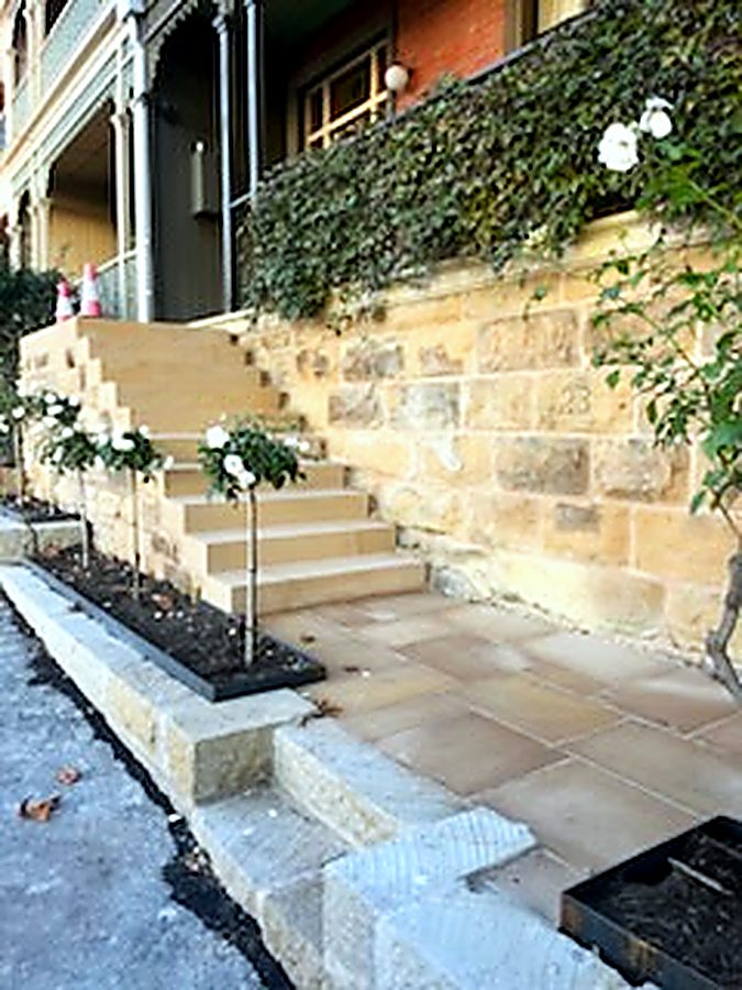 Sandstone steps and wall detail