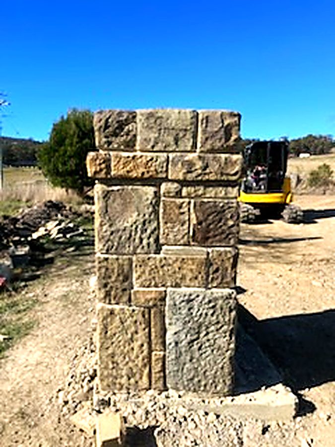 Dressed stone pillar with tooled faces